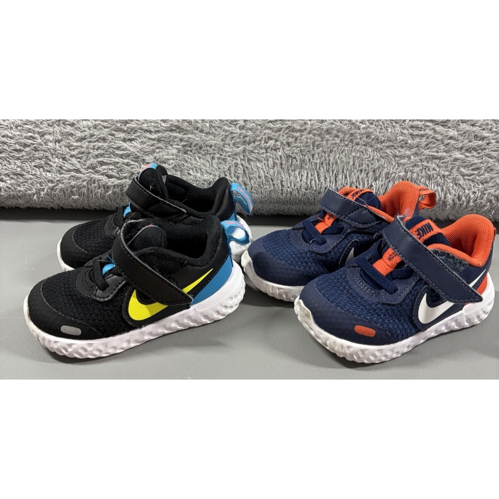 Nike Revolution Sneakers Toddler 5C Bundle Lot of 2 Blue Black